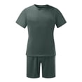 thumbnail image 1 of PEASKJP Summer Short Sets Men 2 Piece Outfits Men's Shirt and Shorts Set Short Sleeve Casual Summer Outfits (Green,3XL), 1 of 4