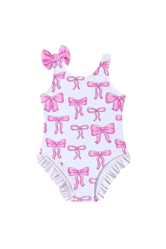 Swim Suits for Girls Swimsuit One Piece Adjustable Straps Swimwear Ruffled Tankini Bathing Suit,Size 5-6 Years