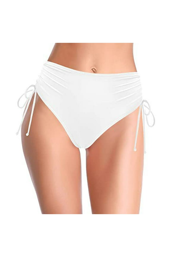 Swimsuits for Women Women Thong Rave Bottoms High Waisted Bikini High Cut Bottom Bikini Bottoms for Women Cheeky White L