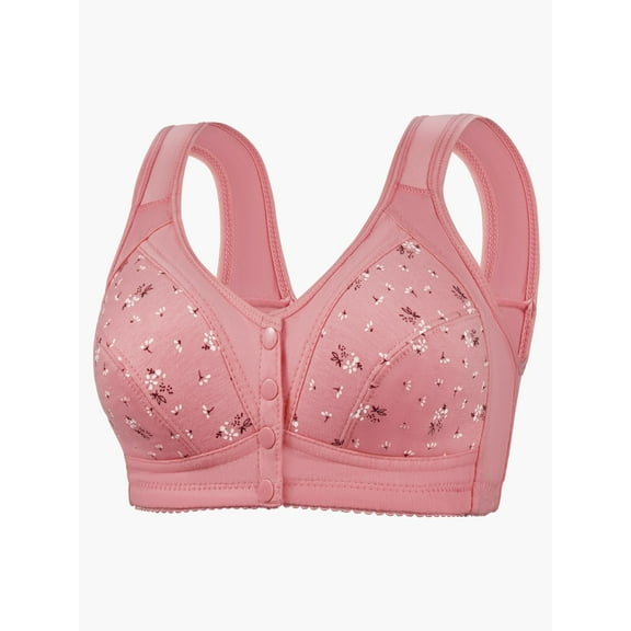 Razzly Women's Front Closure Floral Lace Bra Comfortable Support Underwire T Shirt Bralette Soft Wireless Everyday Wear Bralettes for Women,Bras for Women Bra Comfortable bras for women(Hot Pink,44)