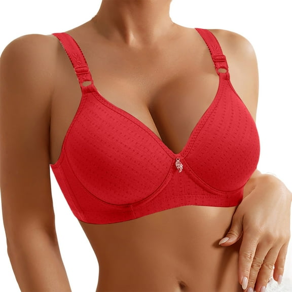 Razzly Women's Front Closure Floral Lace Bra Comfortable Support Underwire T Shirt Bralette Soft Wireless Everyday Wear Sports Bras for Women,Bras for Women No Underwire Bras for Women No(Red,42)