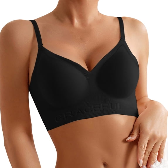 Razzly Women's Front Closure Floral Lace Bra Comfortable Support Underwire T Shirt Bralette Soft Wireless Everyday Wear Bras for Women,Bra Comfortable Bralettes for Women womens tops bras(Black,36)