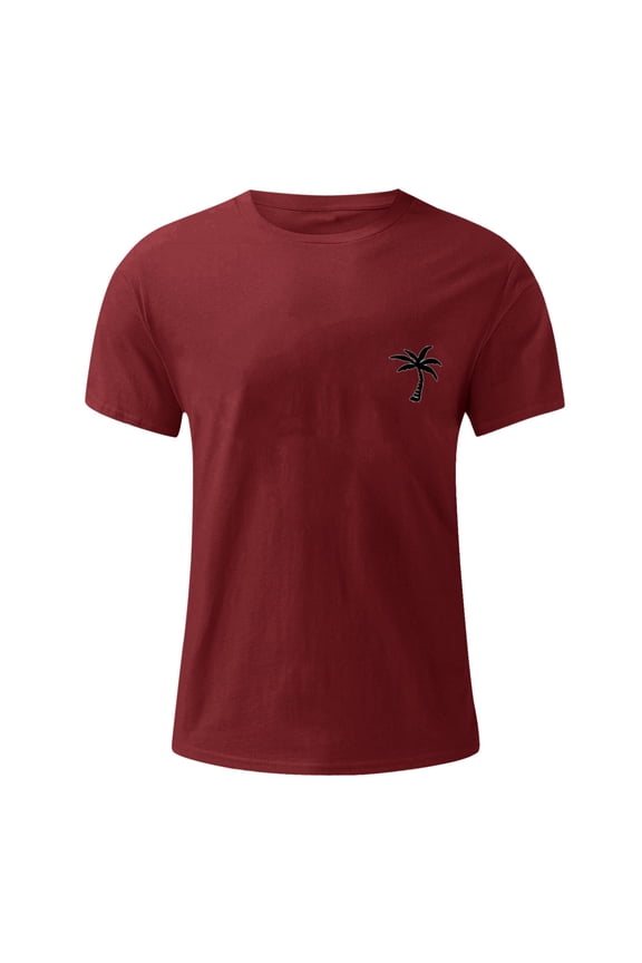 T-Shirts for Men Graphic Short Sleeve Adult Color T Shirt with Classic Logo (Red,L)