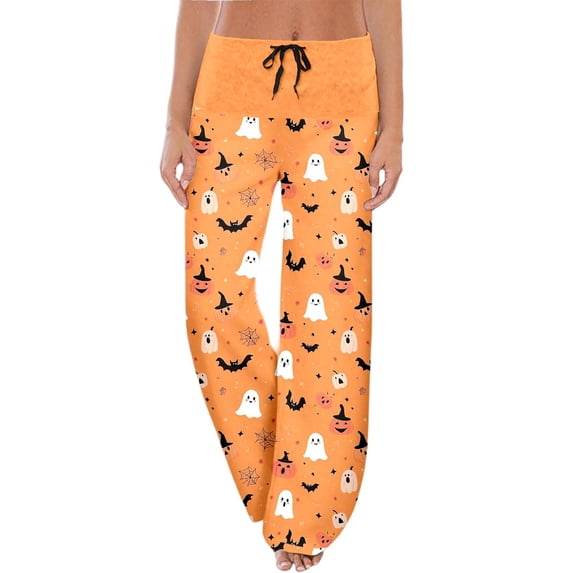 Razzly Stylish Women's Casual Pants for Everyday Wear - Comfortable Print Trousers Addition to Your Wardrobe for All Seasons(Orange,S)