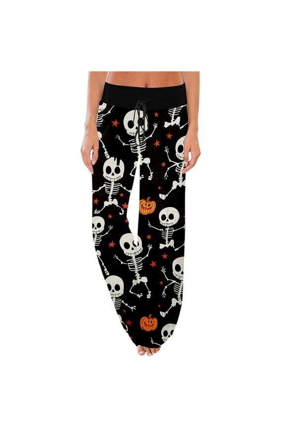 Women's Casual Pants High Waist Comfortable Wide Leg Printed Sleep Pants for and Everyday Relaxation(Blue,XL)