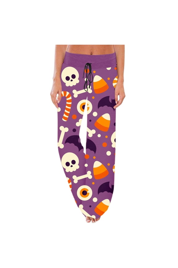 Women's Casual Pants Printed Wide Leg Comfortable High Waist Drawstring Sleep Pants Ideal for Fall and Spring and Relaxing Activities(Sky Blue,M)