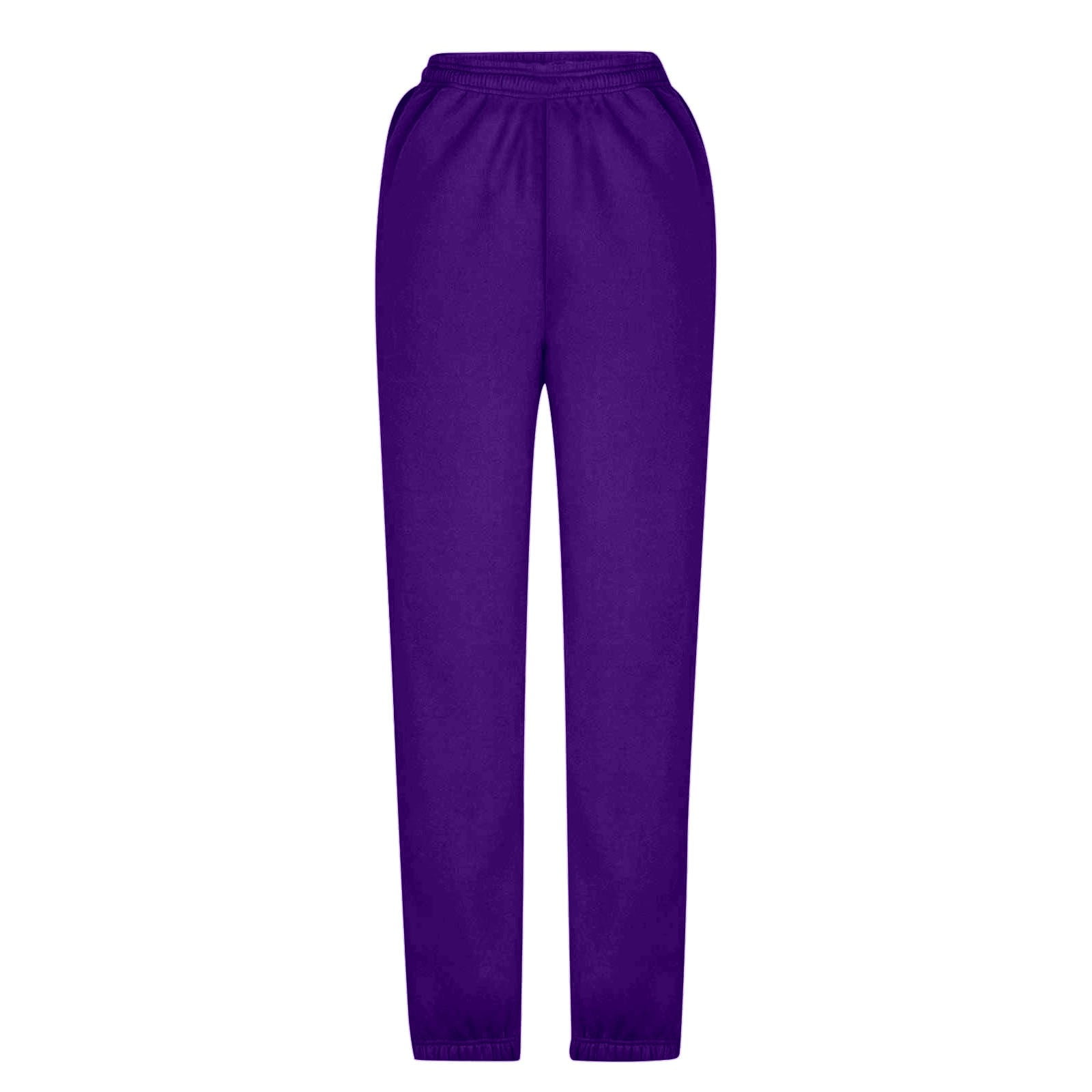 Women's Casual Pants Comfortable Jogger Sweatpants with Pockets Soft Stretchy Tapered Leg for Workout Yoga and Home Wear(Purple,2XL)