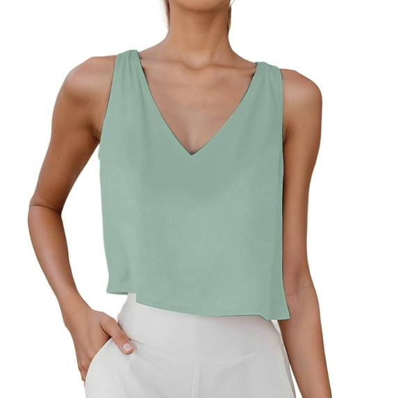 Razzly Shirt Apparel Bra Shirt Women Work 3xl Tops Crop Top Set L Ally Tops Women Fitted Cropped Shirt Satin Blouse Women Base Top Women's Linen Casual Sleeveless Tank Top Summer Breathable(Green,2XL)