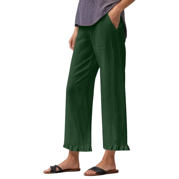 Razzly Women's Casual Pants Summer Comfortable Loose Fit Lightweight Breathable Trousers for Daily Wear Versatile Stretchy Design Ideal for Outdoor Activities(Green,2XL)