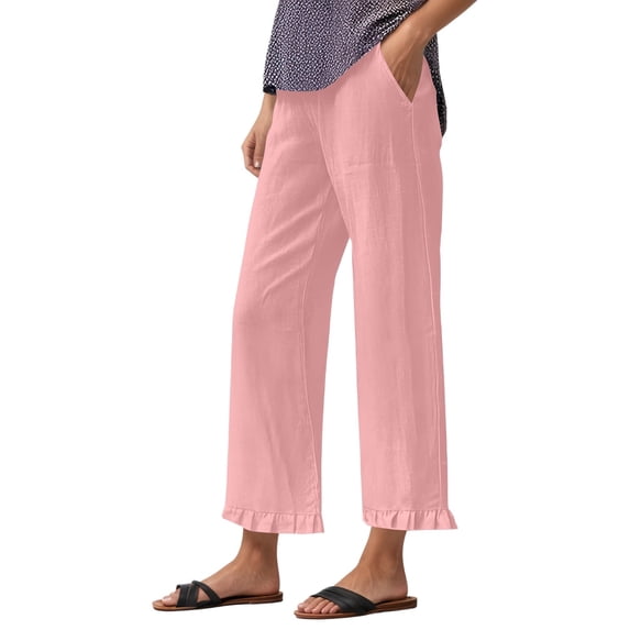 Razzly Women's Casual Pants Summer Comfortable Loose Fit Lightweight Breathable Trousers for Daily Wear Versatile Stretchy Design Ideal for Outdoor Activities(Pink,M)