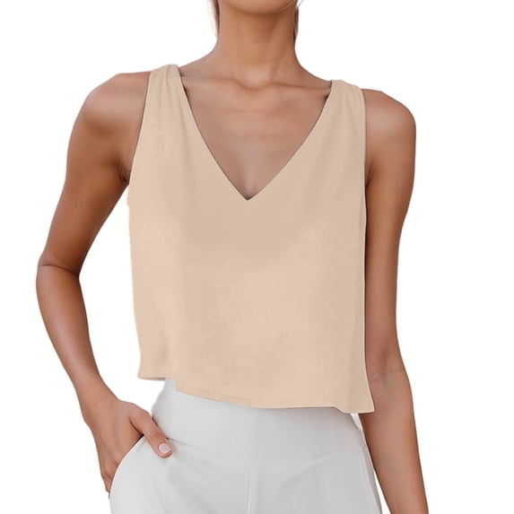 Razzly Shirt Apparel Bra Shirt Women Work 3xl Tops Crop Top Set L Ally Tops Women Fitted Cropped Shirt Satin Blouse Women Base Top Women's Linen Casual Sleeveless Tank Top Summer Breathable(Beige,L)