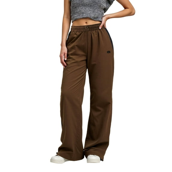 Razzly High Waist Loose Fit Women's Casual Pants Retro Streetwear Joggers Comfortable Elastic Waistband for Daily Wear Spring Summer Fall(Brown,S)
