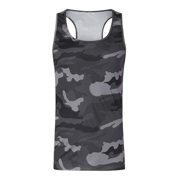 PEASKJP Tank Top Men Beach Men's Gym Bodybuilding Stringer Tank Top Workout Muscle Cut Shirt Fitness Sleeveless Vest (Dark Gray,L)