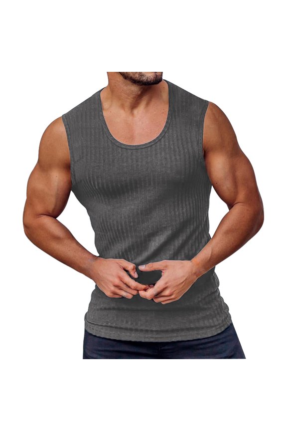 Tank Top Men Beach Men's Linen V Neck Tank Top Sleeveless Beach Summer Casual Shirt Tops (Grey,XL)
