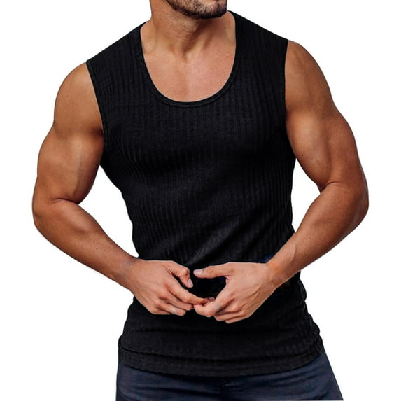 PEASKJP Tank Top Men Men's Tank Tops Quick Dry Workout Running Big Tank Beach Sleeveless Shirts forBodybuilding Gym Fitness Training (Black,3XL)