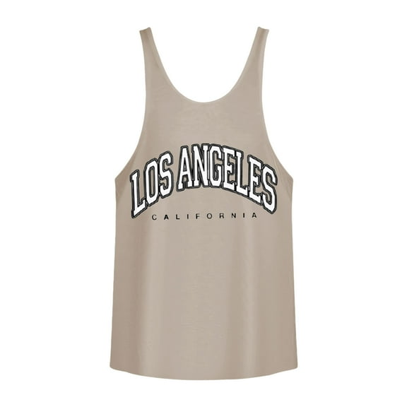 PEASKJP Tank Tops Men Beach Men's Muscle Shirts Sleeveless Gym Workout Tank Top (Khaki,L)