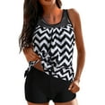 thumbnail image 1 of PEASKJP Tankini Swimsuit for Women Two Piece Floral Swim Bathing Suits Tummy Control High Waist Beachwear Black 3XL, 1 of 5