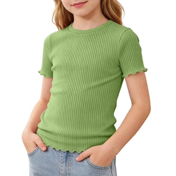 PEASKJP Teen Tshirts Girls Casual Tops for Girl Girl's Graphic Short Sleeve T Shirt Summer Tee Top (Green,15-16 Years)
