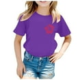 thumbnail image 1 of PEASKJP Teen Tshirts Girls Summer Tops for Girl Girl's Solid Crew Neck Short Sleeve Pocket T Shirt (Purple,8-9 Years), 1 of 8