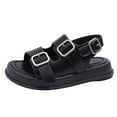 thumbnail image 1 of PEASKJP Toddler 2025 Sandals Boys Girls Buckle Sandals Comfort Open Toe Sandal with Adjustable Back Strap(Toddler/Little Kids/Big Kids)(Black,Big Kids 1.5), 1 of 7