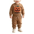 thumbnail image 1 of PEASKJP Toddler Baby Boy Clothes Outfits Long Sleeve Solid Sweatshirt and Pants 2 Piece Fall Winter Sweatsuit Set 1-5T Baby Halloween Clothes (Brown,6-12 Months), 1 of 9