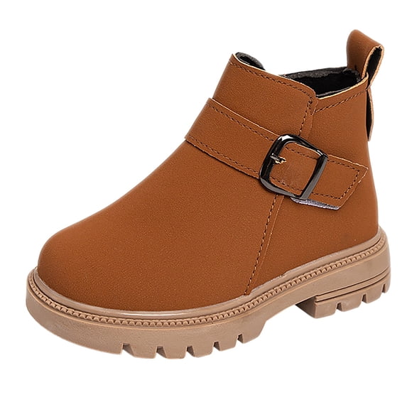 PEASKJP Toddler Boots Baby Boys Girls Unisex Walking Shoes Elliot Leather Sneaker Boots (Brown,27)