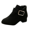 thumbnail image 1 of PEASKJP Toddler Boots Girls Toddler Squeaky Boots Toddler First Walker Warm Winter Crib Shoes (Black,2.5), 1 of 5