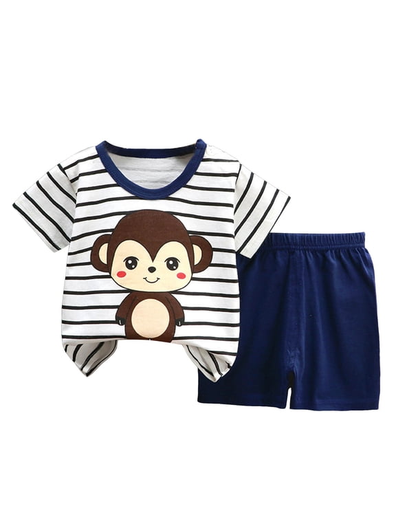 Toddler Boys Outfits Sets Boy Clothes Set Short Sleeve Crewneck T-Shirt Shorts Set 2Pcs Summer Outfits,Size 2-3 Years