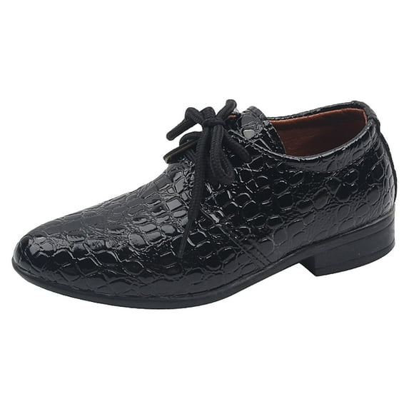 PEASKJP Toddler Dress Shoes Boys Boys Girls Oxford Leather Shoes Little Kid Wedding Dress Shoes,Black 11.5