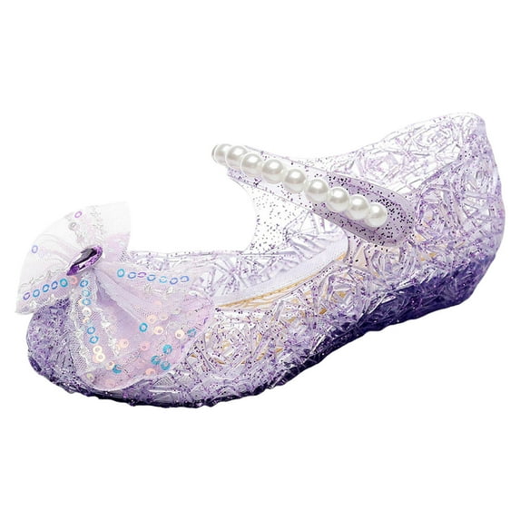 PEASKJP Toddler Girls Dress Shoes Flats Dance Party Shoes, Princess Birthday Sandals for Little Girls, Toddler,Purple 10