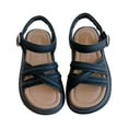 thumbnail image 1 of PEASKJP Toddler Little Big Kid Girls Soft Bottom Open Toe Toddler Girls Platform Sandals Outdoor Sport Sandals Black,Size 1, 1 of 5