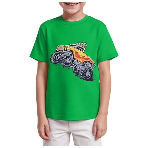 PEASKJP Toddler Short Sleeve Shirt Toddler Boy T Shirt Fashion Casual Crewneck Short Sleeve Tops Tee for Boys and Girls (Green,2-3 Years)