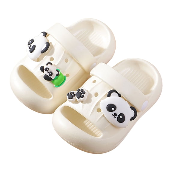 PEASKJP Toddler Slipper Baby Girl's Soft Plush Slippers Indoor Home Non-Slip Rubber Sole Shoes (White,6.5)