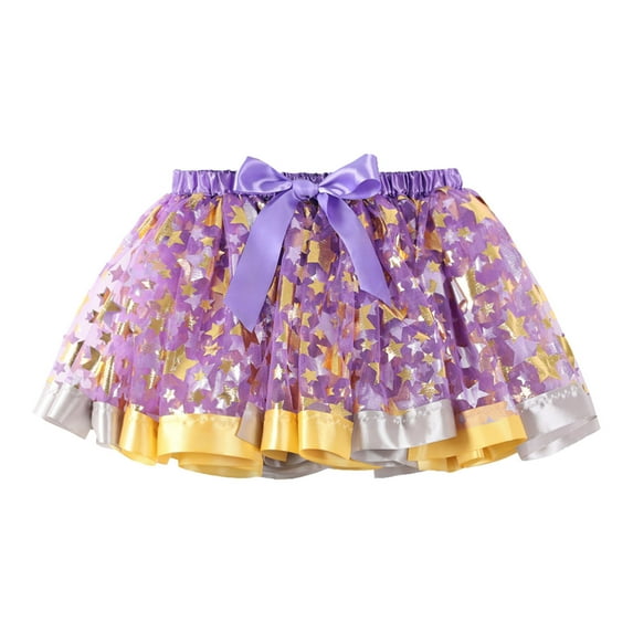 PEASKJP Tutu Skirts for Toddler Girls Toddler Girls Layered Tutu Skirt Sparkling Sequin Tulle Dance Skirts,Purple 5-8 Years