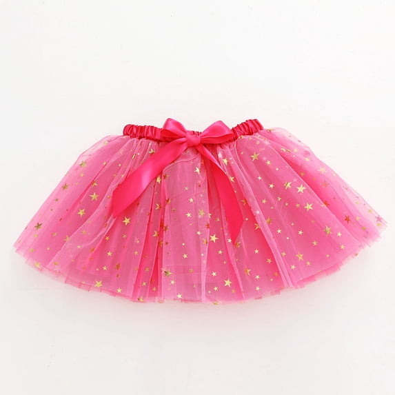 PEASKJP Tutu for Toddler Girls Baby Girls' Tutu Glitter Ballet Triple Layer Tulle Dance Skirt (Hot Pink,5-8 Y)