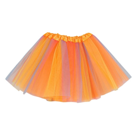 PEASKJP Tutus for Girls Baby Girls Sparkle Fashion Skirts Layers Ruffle Sequin Tutu Dance Skirt for Kids,Orange 2-8 Years