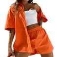 thumbnail image 1 of PEASKJP Two Piece Short Set for Women Workout Sets for Women 2 Piece Outfits Sports Bra Crop Tank High Waist Yoga Shorts Set (Orange,XL), 1 of 5