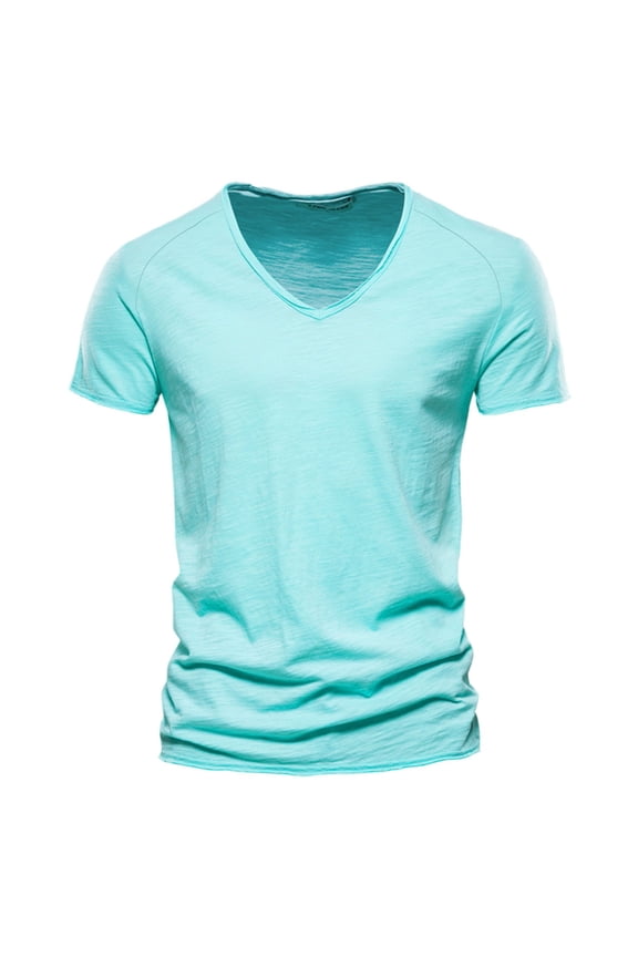 Men's V Neck T Shirts Casual Comfortable Stretchy Loose Fit Summer Tee for Daily Wear Tops Stylish Active Wear for Men(Mint Green,2XL)