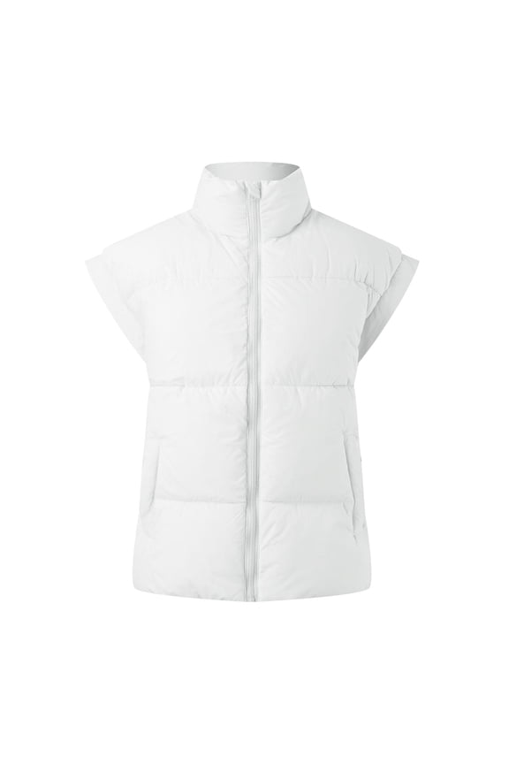 Vest for Women 2023 Womens Puffer Vests Bubble Jackets Sleeveless Puffy Coats Outerwear Quilted Winter Plus Size Clothes Pocket (White,XL)