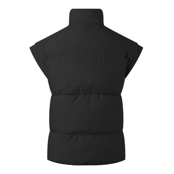 PEASKJP Vests for Women 2023 Women's Crop Padded Vest Stand Collar Lightweight Sleeveless Puffer Zip Up Gilet Outerwear (Black,S)