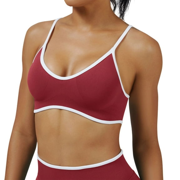 Razzly Women's High Support Seamless Sports Bra Yoga Tank Top Workout Athletic Shirt For Running Gym Fitness Training bras for women wirefree,Bras for Women No Underwire Bras for Women No(Red,S)
