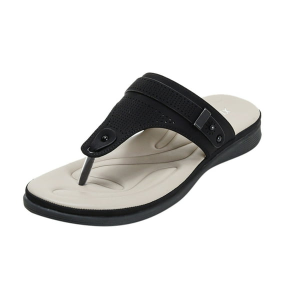 PEASKJP Women Comfortable Wedge Sandals Comfortable Flower Flip-flops Comfortable Flat Sandals with Arch Support