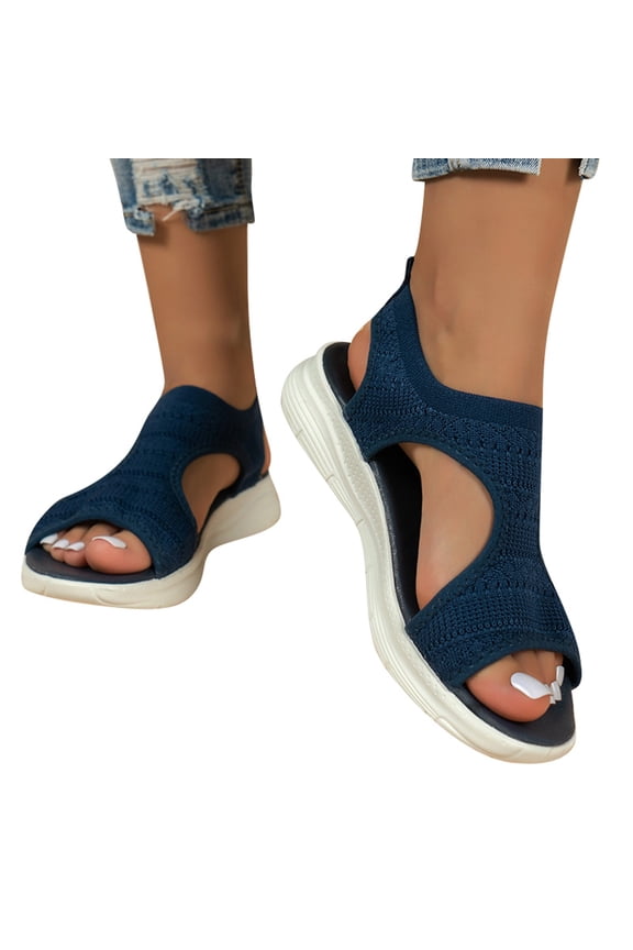 Women Sandals Wide Width Women's Sandals LiteRide Stretch, Beach Sandals (Blue,9)
