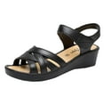 thumbnail image 1 of PEASKJP Women Sandals Wide Width Womens Flats Sandals Bohemia Beaded Open Toe Elastic Ankle Strap Sandals Summer Comfortable Beach Shoes Sandal (Black,7), 1 of 4