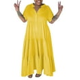thumbnail image 1 of PEASKJP Women Summer Dresses Summer Loose Flutter Sleeves Lace Ruffle Maxi Dress Midi Dress Yellow XL, 1 of 5