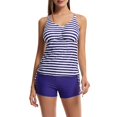 thumbnail image 1 of PEASKJP Women Tankini Set 2 Piece Swimwear High Waist Plus Size Swimwear Floral Printed Tankinis Set Navy S, 1 of 5
