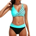thumbnail image 1 of PEASKJP Women's Bikini Swimsuit Two Piece Plus Size High Wasit Modest 2 PC Bathing Suit Green L, 1 of 5