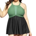 thumbnail image 1 of PEASKJP Women's Bikini Swimsuits 2 Piece Plus Size High Waisted Modest Bikini Swimwear Green 2XL, 1 of 5