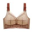thumbnail image 1 of PEASKJP Women's Bra Full Coverage Lace Bra Comfort Adjustable Straps Wire-Free Bra Khaki 42C, 1 of 5