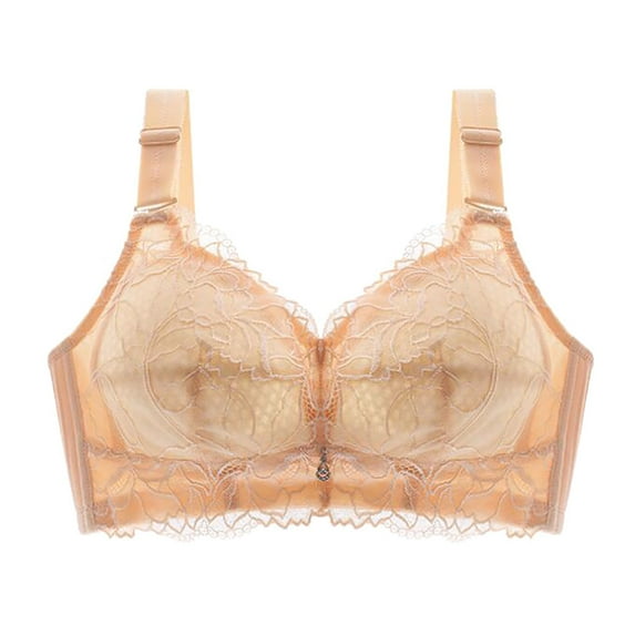 PEASKJP Women's Bras Full Coverage Lace Bra Comfort Strappy Non Padded Wire Free Lift Bra Green 36 80C